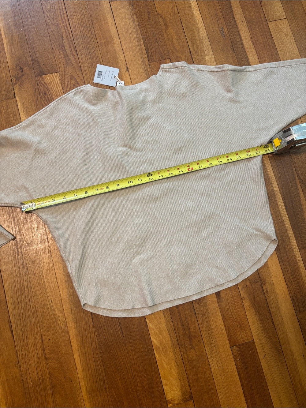 Liv Milano Heather Oatmeal Crewneck Sweater with Beaded Butterflies - Picture 7 of 9